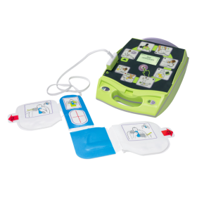 Zoll AED Plus Defibrillator Machine With Adult Pads Plugged In