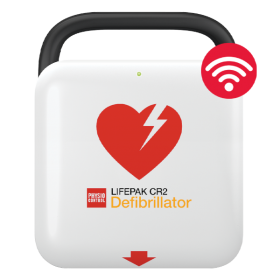 LifePak CR2 Defibrillator With Red Wi-Fi Icon