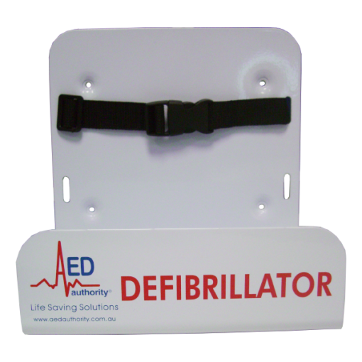 Front-On Picture Of The AED Authority White Wall Bracket for Defibrillator Machines