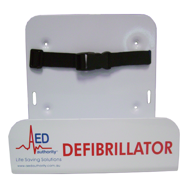 Front-On Picture Of The AED Authority White Wall Bracket for Defibrillator Machines